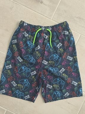Boys Gaming 'Game Over' Swim Shorts - Neon Controller Print